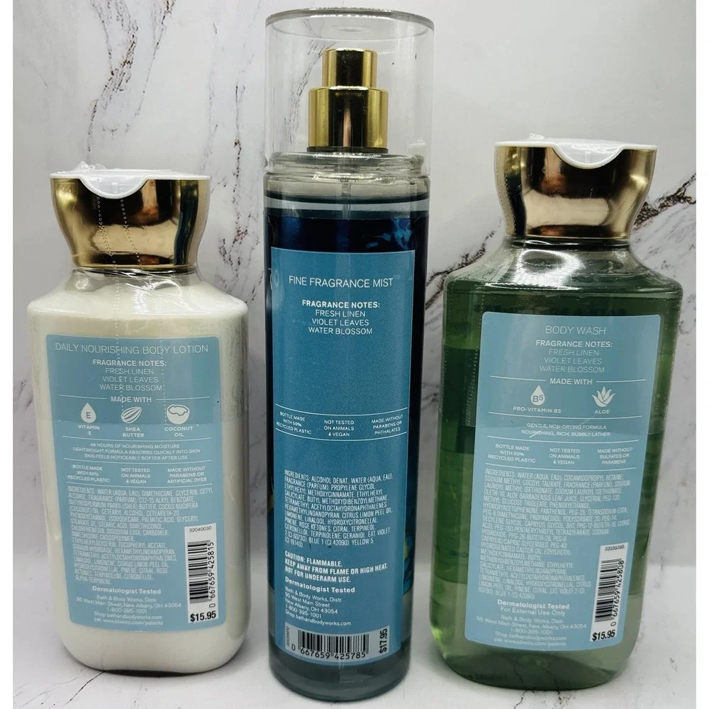 Bath & Body Works Saltwater Breeze 3pc Set Fragrance Mist Lotion Body Wash